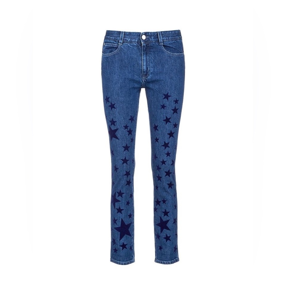 Stella McCartney Velvet Star Print Skinny Jeans